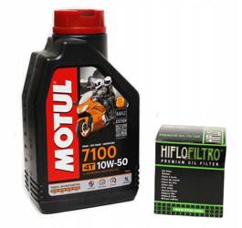 Olej motul 7100 1l 10w50 (syntetický) 4t + olejový filtr HF655 ester