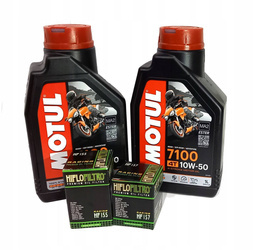 Olej motul 7100 2l 10w50 (syntetický) 4T + olejový filtr HF155 HF157