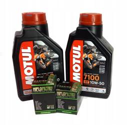 Olej motul 7100 2l 10w50 (syntetický) + olejový filtr HF155 HF157