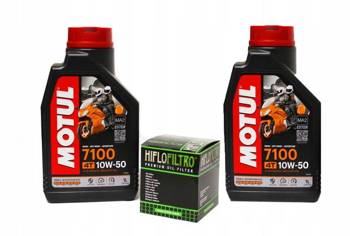 Olej motul 7100 2l 10w50 (syntetický) + olejový filtr HF652 4t