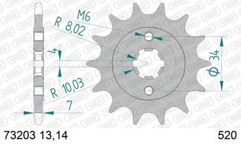 Přední řetězové kolo 520 AFAM 14 ktm duke 125 / 390 (14-20) - 73203-14 / JTF1903-14