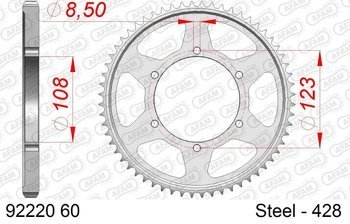 Zadní řetězové kolo 428 AFAM 60 aprilia rs4 125 (11-20), rx 125 (18-20), tuono 125 - 92220-60 / JTR25-60