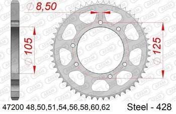 Zadní řetězové kolo 428 AFAM rs3, x3m, xt x/r, senda 125- 47200-48 / JTR1134-48