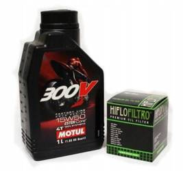 Olej motul 300v 1l 15w50 (syntetický) + Olejový filtr HF650